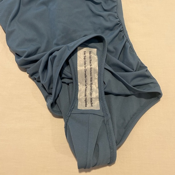 Women's Shirred Ribbed Bandeau Cheeky One Piece Swimsuit - Shade & Shore™ - Picture 5 of 6